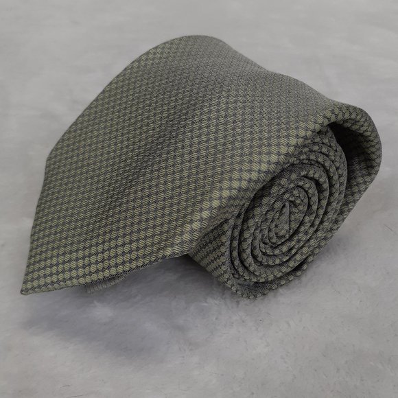 DKNY Men's Tie Geometric Skinny Slim Green Gray - Picture 2 of 6